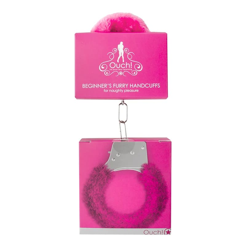 Ouch! Beginner's Furry Handcuffs With Quick-Release Pink