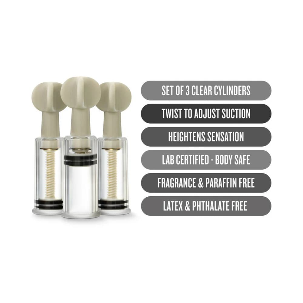Temptasia Clit and Nipple Twist Suckers 3-Piece Set Clear thumbnail 3