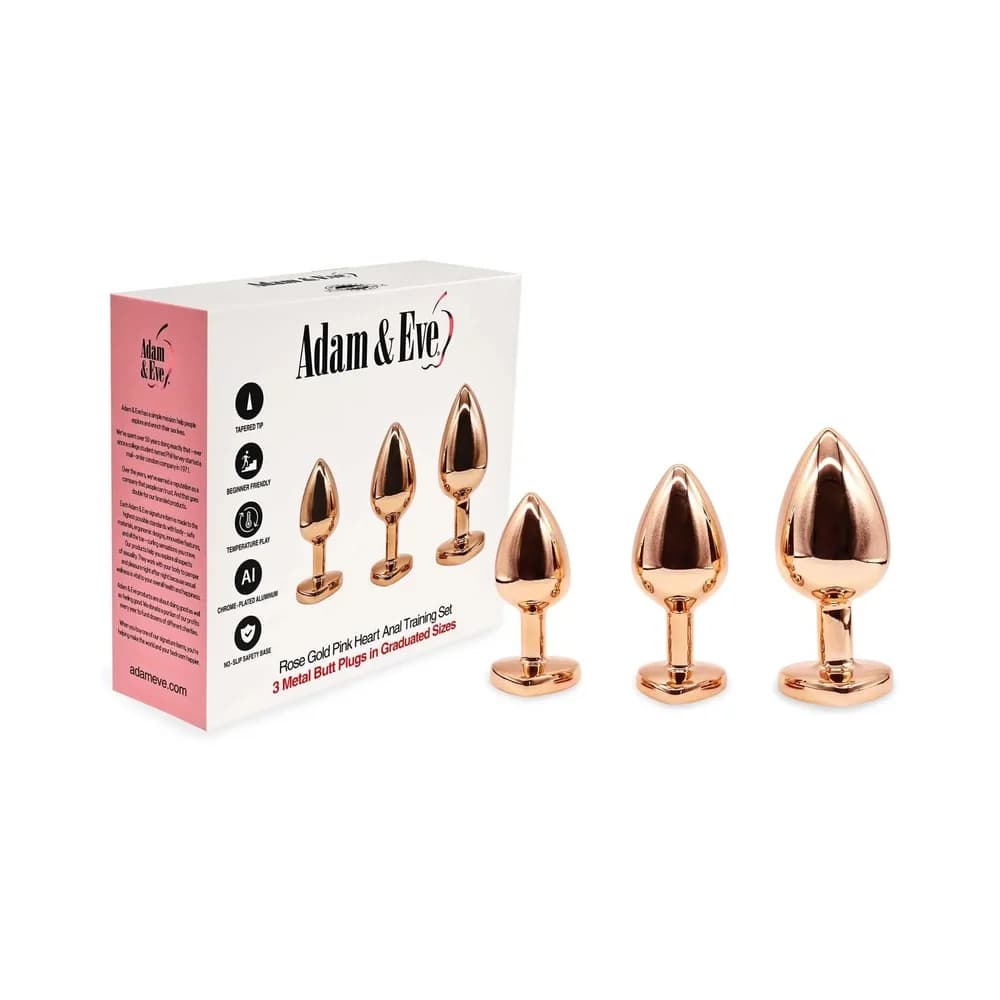 Adam & Eve Rose Gold Pink Heart Anal Plug Training Set