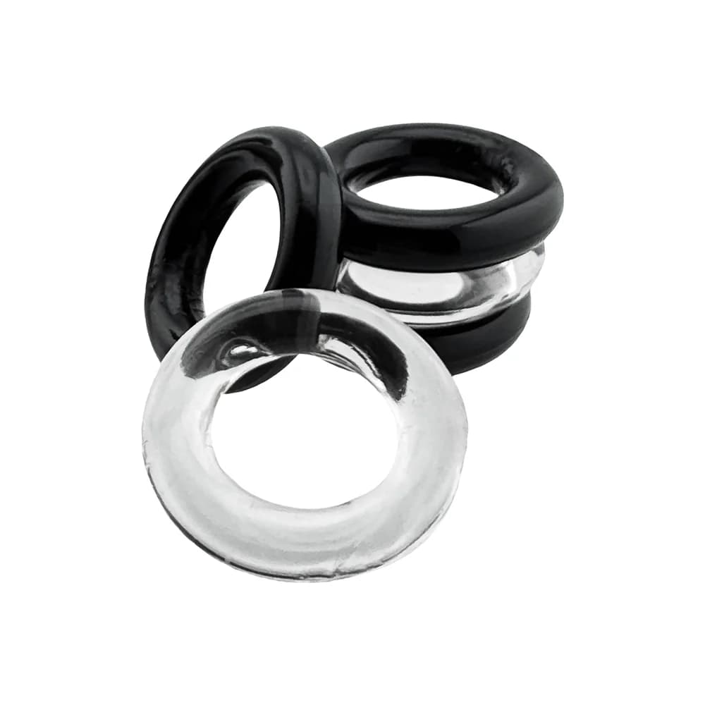Hunkyjunk Jacker 5-Stack Five-Pack Tube Super-Strong Cockrings Clear/Black thumbnail 3