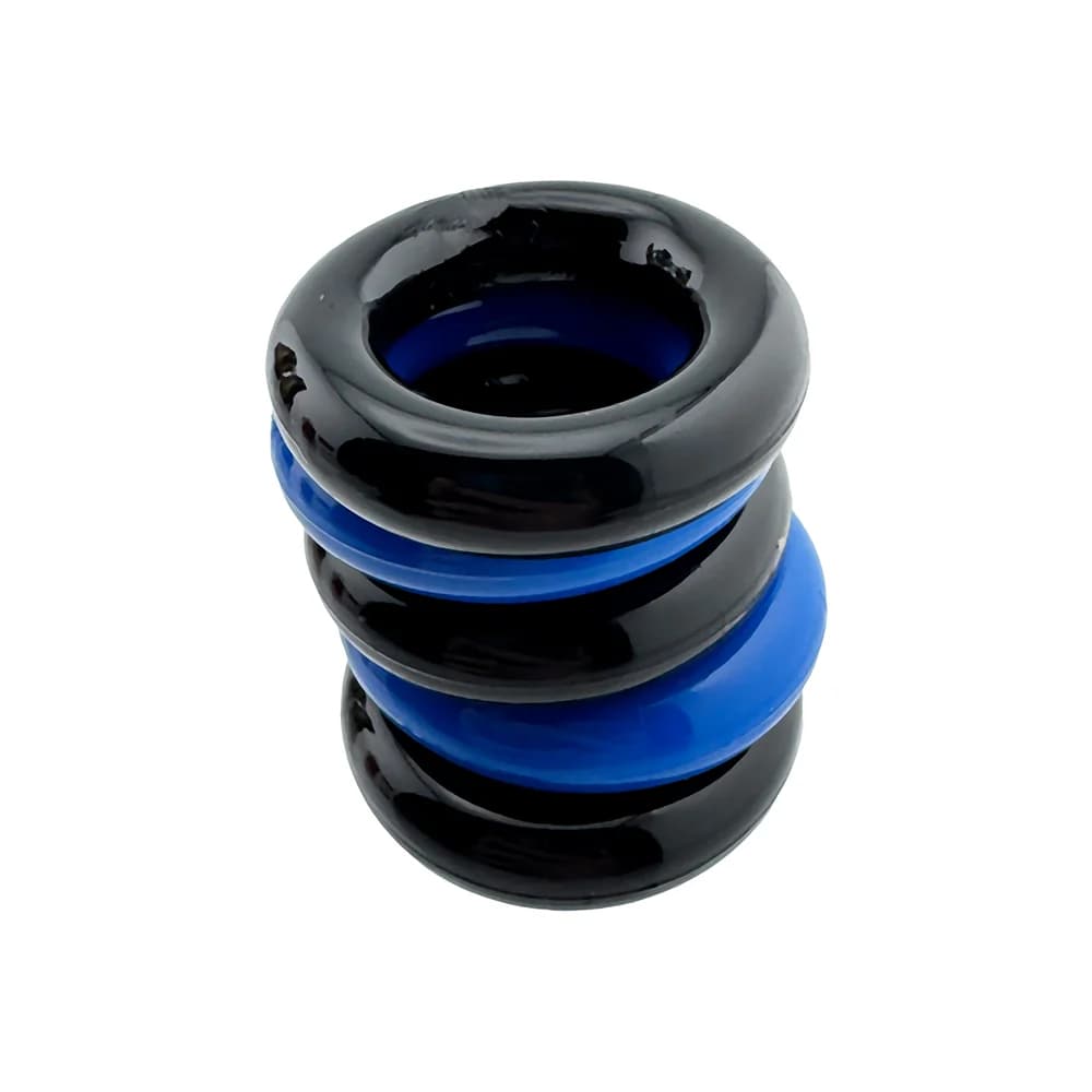 Hunkyjunk Jacker 5-Stack Five-Pack Tube Super-Strong Cockrings Blue/Black thumbnail 2